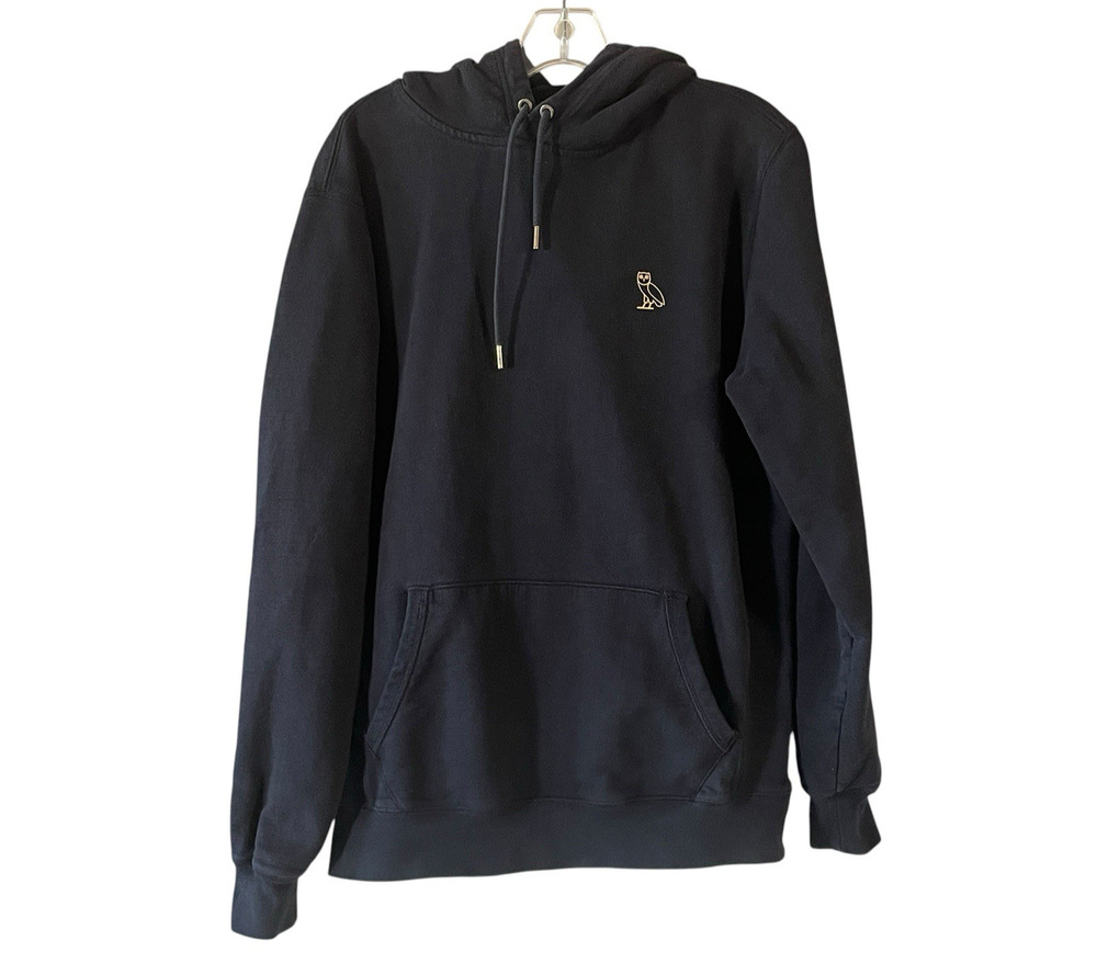 OVO Size Medium Black Cotton DRAKE Gold Owl Logo Pullover Thick Hoodie Jacket